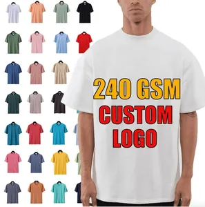 100% хлопчатобумажная футболка оверсайз с графическим принтом и сублимационным логотипом, простая Однотонная футболка в супертяжелом весе на заказ для мужчин