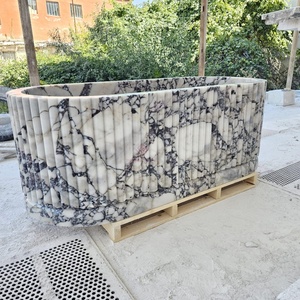 Calacatta arabescato อ่างอาบน้ำหินอ่อนออกแบบได้เองหรูหราอ่างอาบน้ำอิสระ - Product Image 2