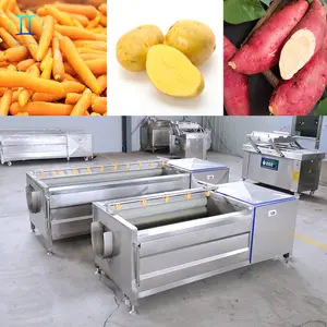 Offre Spéciale Bonne Qualité Carotte laver et éplucher machine de pommes de terre Brosse à laver machine de pommes de terre éplucheur de pommes de terre puces faisant la machine prix