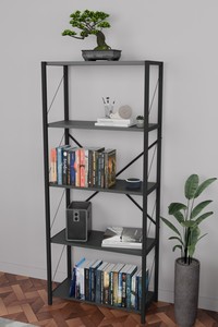 Estantería Metálica con Estantes de Madera, Estantería Independiente de 5 Niveles para Libros, Mueble para Sala de Estar - Product Image 2