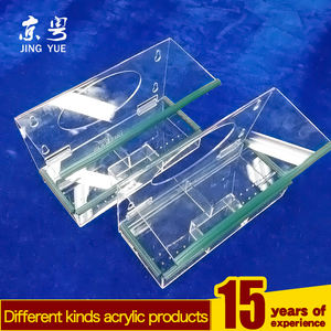 Mangeoire à oiseaux moderne en acrylique écologique et recyclable, conception murale personnalisée directe usine, avec fenêtre transparente et coupelles en plastique - Product Image 4