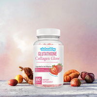 Complément alimentaire Vitahealthy Glutathione Whitening Collagen Glow Gummies, marque privée, naturel, halal, saveur fruitée, 60 unités, pour les cheveux