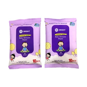 BR 10PCS Customised Mini Baby Wipe 100% Purfied Water Disposable Wet Wipes For Baby