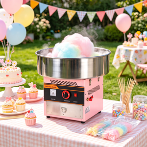 Commercial Cotton <b>Candy</b> <b>Machine</b> Automatic Filament Maker Stainless Steel Bowl Pink <b>Candy</b> Floss Maker for Mobile Stall - Product Image 4