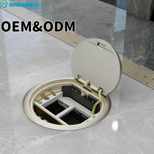 SINOAMIGO Cajas de enchufes de piso impermeables de aleación de zinc IK10 IP65 2 salidas de CA 10A 16A <span class=keywords><strong>Corriente</strong></span> nominal para piso de concreto de acceso elevado - Product Image 1
