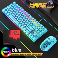Gratis Wolf T2 LED USB waterdichte bedrade toetsenbord-muis set voor computer gaming toetsenbord en muis combo's
