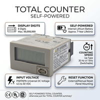 Compteur total autoalimenté H7EC-NV, 8 chiffres, rétroéclairage LCD, entrée PNP/NPN, 30Hz/1kHz, compteur industriel sur rail DIN