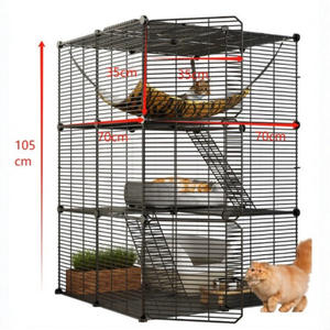 Ev kullanımı için ekstra büyük <span class=keywords><strong>DIY</strong></span> ücretsiz montaj kedi kafesi katı desen Metal inşaat çoklu boyutları küçük hayvanlar çelik - Product Image 6