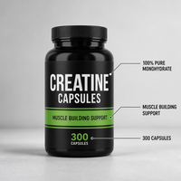 Capsules de créatine monohydrate à marque privée OEM pour adultes – Pré-entraînement, volume musculaire, force améliorée, densité osseuse, énergie – 36 mois