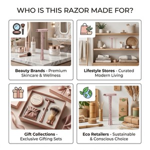 <span class=keywords><strong>Rasoio</strong></span> di Sicurezza KINGHOOD con Logo Personalizzato, Manico Lungo in Metallo Oro Rosa, <span class=keywords><strong>Rasoio</strong></span> di Lusso Riutilizzabile in Lega di Zinco a Doppio Filo <span class=keywords><strong>per</strong></span> Donne - Product Image 3