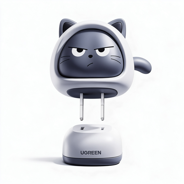 UGREEN 45W GaN Wall Charger X640 Cute Cat Shape Single USB C PD PPS Fast Charging Power Adapter PC Silicone Travel Charger