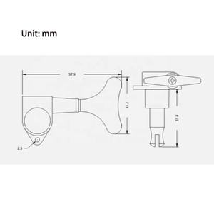 4 מיתרים שחורים 2+2 מכווני גיטרה בס אטומים, יתדות כיוון, ראשי מכונה לחלקי גיטרה בס - Product Image 6