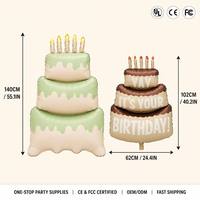 Ballon en latex bleu à trois couches en forme de gâteau, grand modèle, pour décorations de fête d'anniversaire et de fêtes