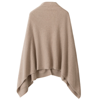 Châle poncho en cachemire pur tricoté avec ouvertures pour les bras, cape ouverte sur le devant en cachemire pour femme, automne-hiver