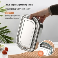 Boîte à bento rectangulaire à double étage en acier inoxydable 304 personnalisable avec compartiments et fermeture hermétique