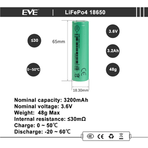 Batería de Iones de Litio EVE 33V 18650 3.6V 3300mah Grado A, Celdas Recargables de Alta Tasa de Descarga para Herramientas Eléctricas y AGV - Product Image 2