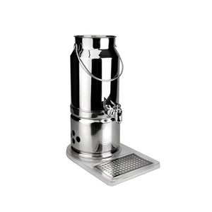 Dispenser per latte in acciaio inox con rubinetto e base per servire bevande - Product Image 1