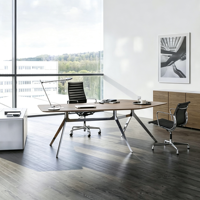 Bureau de direction en forme de L avec pieds en alliage d'aluminium, bureau exécutif pour bureau commercial, hôtel, projet