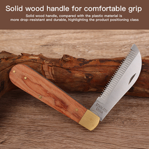 Mango de madera maciza Mane Hoja de adelgazamiento plegable Horse Grooming Horse Manes y colas Peine Cuchillo Tijeras de pelo de caballo - Product Image 6