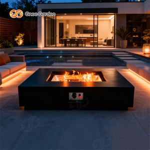 Table à feu rectangulaire d'extérieur de style moderne et simple, foyer au gaz naturel pour patio extérieur - Product Image 1