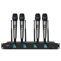DR669 Microphone sans fil à 4 piles rechargeables légères et portables pour le karaoké