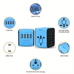 4usb Universal Travel <b>Adapter</b> with Us/<b>eu</b>/uk/au <b>Plug</b> All in One Power <b>Adapter</b> Socket 2.4a Fast Charging Wall Charger - Product Image 2