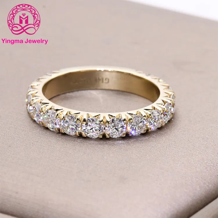 Beautiful Jewelry Moissanite Band Ring Wedding Engagement Ring 14K Pure Yellow Gold Moissanite Diamond Eternity Ring