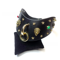 Collier pour chien en cuir véritable de luxe, élégant, classique, doux, style punk, avec rivets, design tête de tigre, réglable, pour chiens de petite, moyenne et grande taille