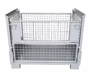 Boîtes de rangement empilables en acier de grande capacité, porte-palette en métal pliable, Cage de stockage - Product Image 2