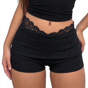 Shorts de Cintura Alta para Mujer, Sin Costuras, con Ribete de Encaje, Ajustados, Elásticos, para Yoga y Descanso - Product Image 2