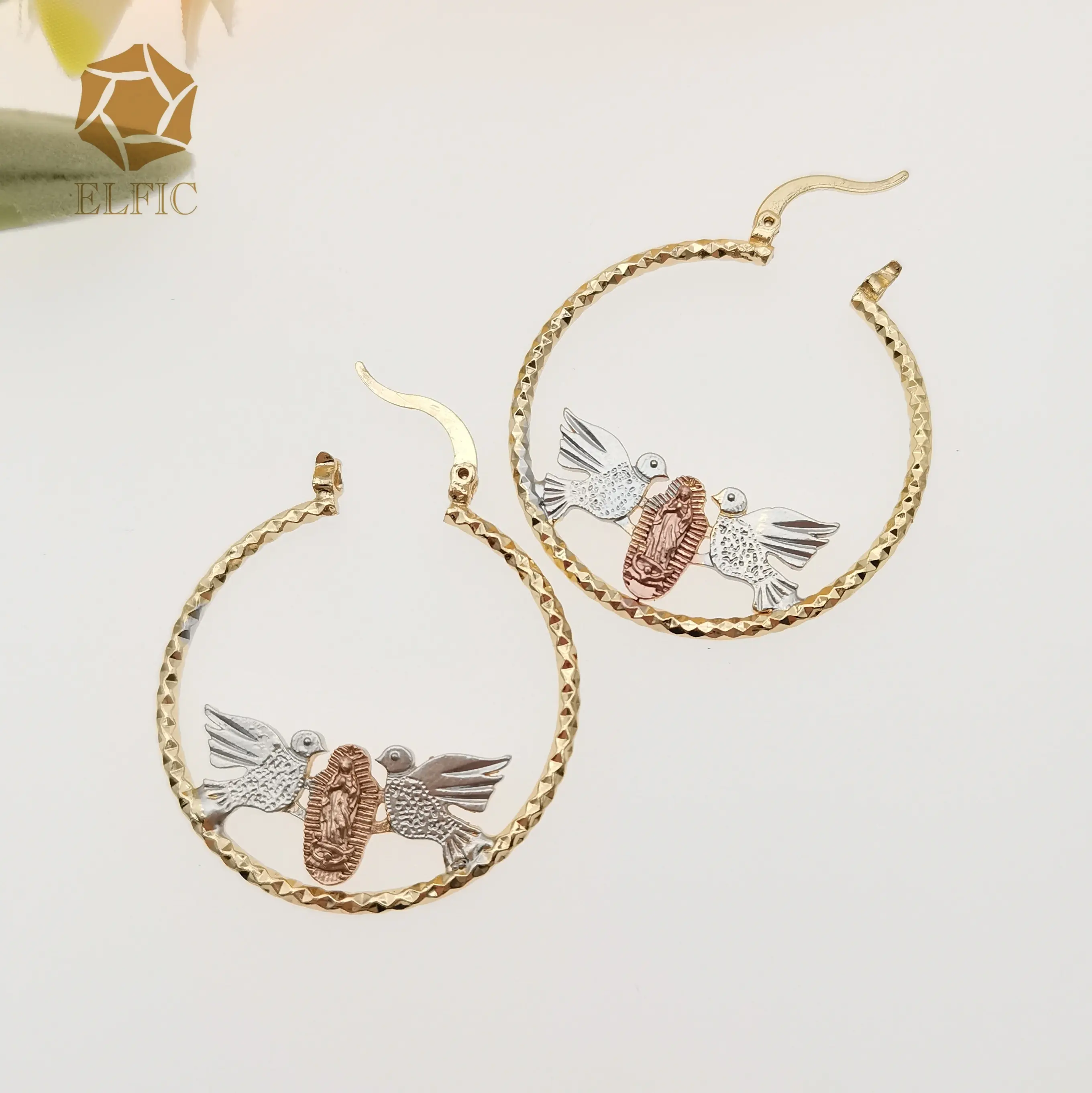 Elfic Anting-Anting Wanita, Anting-Anting Rumbai Berlapis Emas, Merpati Perdamaian dan Ibu, Anting-Anting Wanita