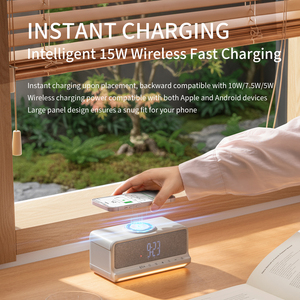 ลำโพง 4 in 1 พร้อมที่ชาร์จไร้สาย 15W ไฟกลางคืน นาฬิกาปลุก, แบตเตอรี่ 2000mAh BT 5.4 ชิป Jerry ลำโพงควบคุมด้วยระบบสัมผัส - Product Image 4