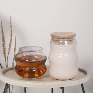 Nuevo Producto: Taza de Vidrio de Borosilicato con Forma Única y Tapa de Madera de Bambú, Capacidad de 350 ml, Apta para <span class=keywords><strong>Microondas</strong></span> y Lavavajillas, Diseño Clásico - Product Image 1