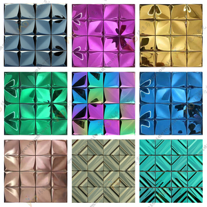 Carreaux de mosaïque en aluminium 3D couleur or champagne Foshan, autocollants, pour murs de salle de bain et crédences de cuisine de luxe - Product Image 4