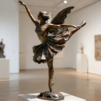 Statue d'ange en bronze artisanale moderne grandeur nature en pose de danse classique, avec couleur personnalisée, pour parc public