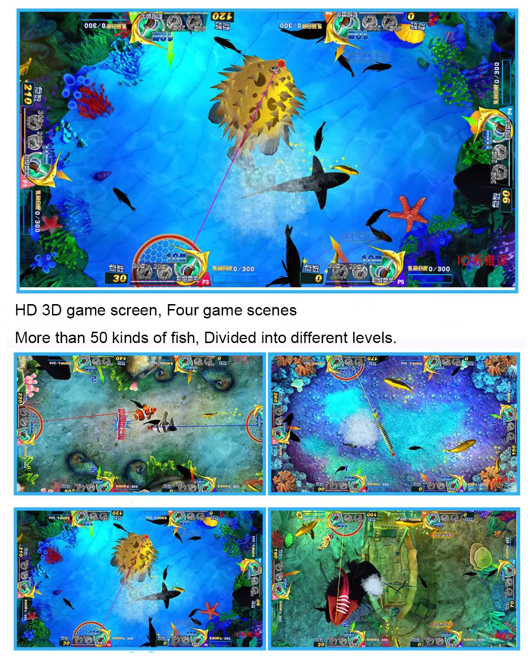 Coin Operated 6 Player Fish Table Games Lottery Machine Fish Game Table Fishing Hunter Gambling