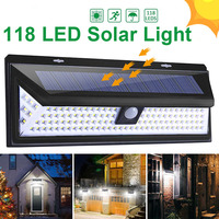 Lampe solaire d'extérieur à 118led avec détecteur de mouvement Pir, utilisé pour un éclairage en toute sécurité des lampes décoratives du jardin