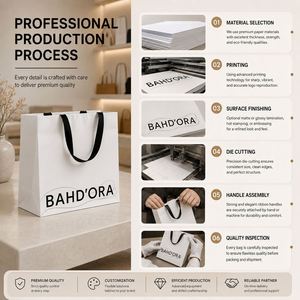 Sac cadeau en carton kraft écologique personnalisé à fond carré avec poignée en ruban de satin, sac de shopping de luxe pour boutique de vêtements - Product Image 2