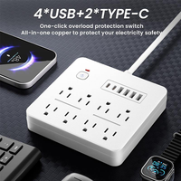 Multiprise anti-surtension 6FT avec 8 prises CA, 4 ports USB et 2 ports USB-C, câble d'extension avec protection contre les surcharges
