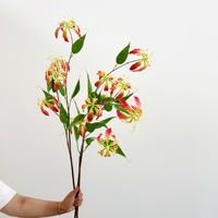 Kunstbloemen Vlamlelie met lange steel, guirlandelelie, fotografie-accessoires met enkele steel, bloemendesign Kantoor- en huisdecoratie
