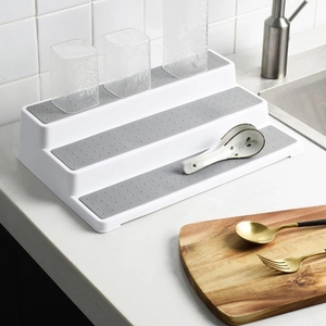 3 Tiered Non Slip <strong>Cupboard</strong> Organiser Storage <strong>Racks</strong> Free Standing Seasoning Storage Shelf <strong>Spice</strong> <strong>Rack</strong> Shelf Organiser - Product Image 5