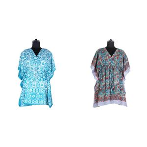 Sexy señoras Kimono Vestido Mujer corto caftán playa India 2025 mano bloque impreso caftán hecho a mano indio caftán Abaya Kaftan - Product Image 1