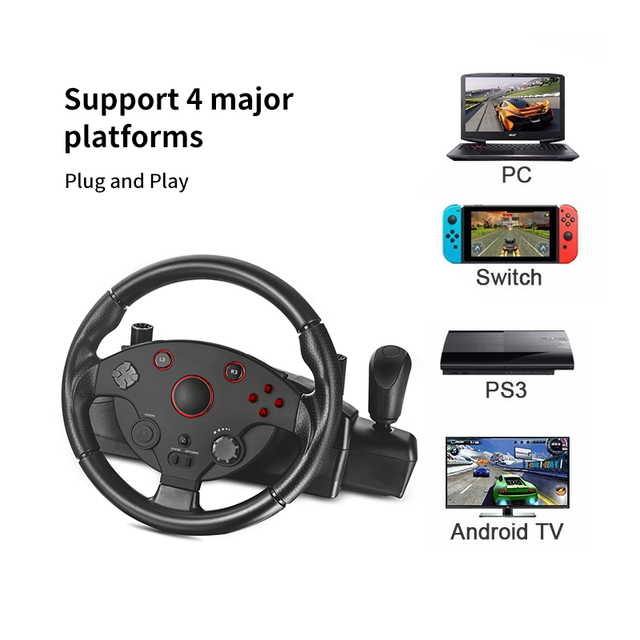 270 Degree Steering Angle PS4 Gaming Steering Wheel Racing Wheel for Switch/PS4/PS3/XBOX ONE/XB360/PC
