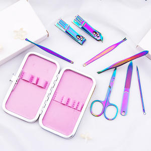 Kit d'outils de soin des ongles arc-en-ciel en titane Portable toilettage filles manucure <span class=keywords><strong>pédicure</strong></span> ensemble avec étui de beauté ensemble de coupe-ongles en vrac - Product Image 3