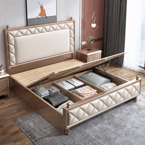 Meubles de chambre à coucher <span class=keywords><strong>en</strong></span> <span class=keywords><strong>bois</strong></span> de chêne massif, nouveau design, style américain, cadre de reine antique, design <span class=keywords><strong>moderne</strong></span>, avec rangement, <span class=keywords><strong>2020</strong></span> - Product Image 4
