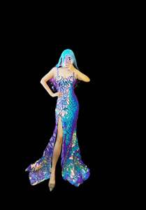 <span class=keywords><strong>Vestido</strong></span> largo modelo de lentejuelas de lujo con espejo láser, <span class=keywords><strong>vestido</strong></span> largo con abertura alta para mujer, disfraz de <span class=keywords><strong>Queen</strong></span> <span class=keywords><strong>Drag</strong></span>, cantante, fiesta, Club, Bar, ropa de escenario - Product Image 6