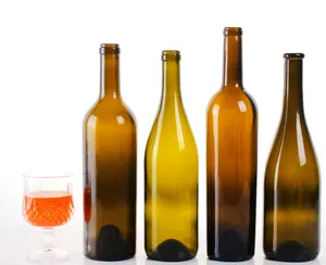 Envase vacío redondo personalizado de 750ml, botella de vino de vidrio Borgoña verde, 500ml, venta al por mayor, con fondo de tornillo vintage