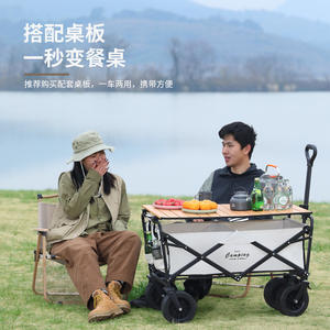 Chariot de camping pliable rectangulaire, capacité de charge 300-500 kg, poignée télescopique, roues tout-terrain, pliable, métal, 11 kg - Product Image 1