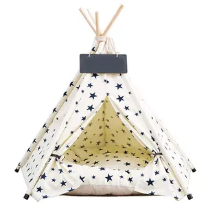 Cheap Pet Sleeping Beds With Soft Cushion and Blackboard Pet Teepee Indian Tents For Small Dogs