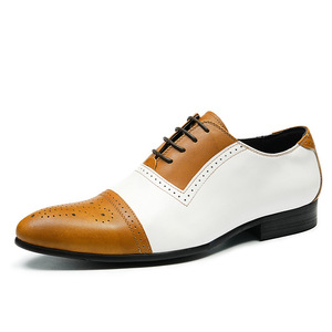 Zapatos de cuero brocado blanco, traje de caballero para hombre, atuendo formal de negocios para novio, cuero genuino - Product Image 5